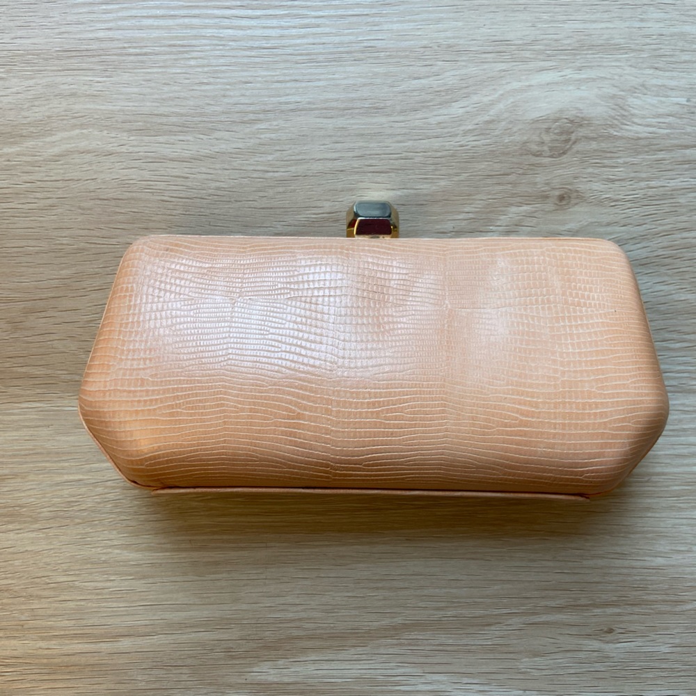 Rebecca Minkoff Peach Lizard-Embossed Clutch